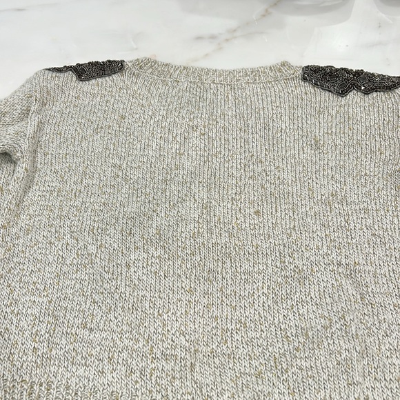 Guess Sweater with Beaded Shoulder Design & Metallic Threads-Sz M - Picture 7 of 14
